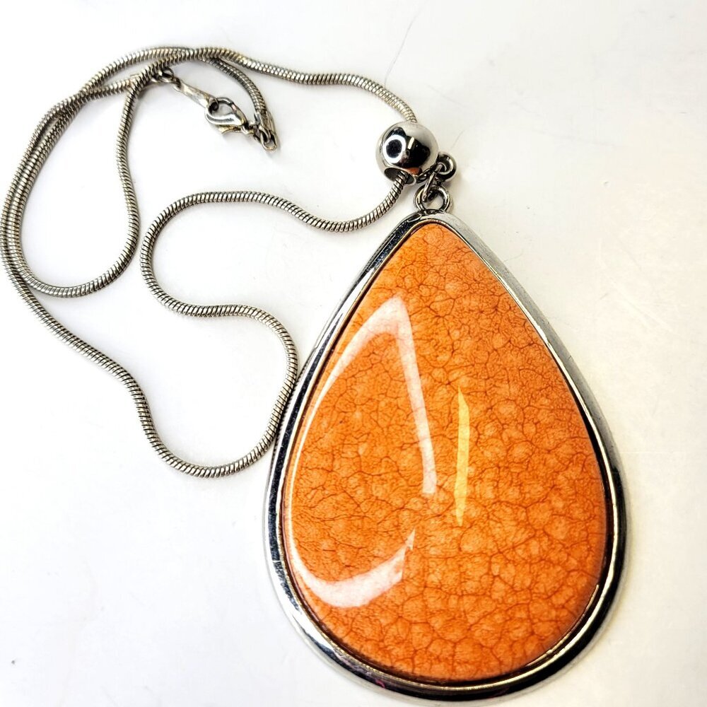 Large Orange Pendant Necklace